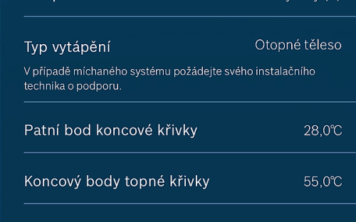 Ekvitermní křivka na CT 200