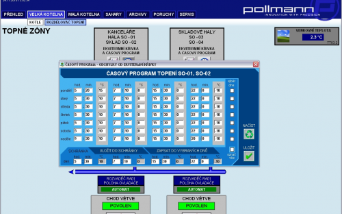 Časový program pro ekvitermní křivku