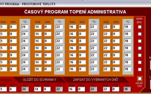 Časový program na prostorovou teplotu