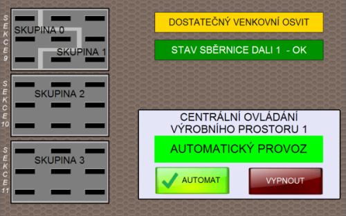 Stav osvětlení v prostoru haly